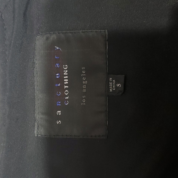 Sanctuary Asymmetrical Zip Blazer Jacket w Faux Leather Varied Sleeves Size S - Picture 3 of 5